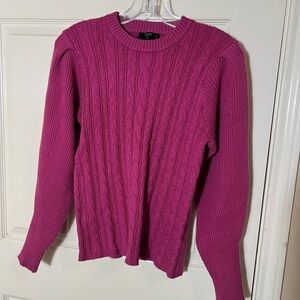 Tahari Magenta Cable Knit Sweater